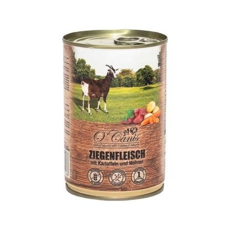 O''CANIS EXLUSIVES BOÎTE MENU VIANDE DE CHÈVRE AVEC PERSIL, POMMES DE TERRE ET CAROTTES 400 G O'CANIS