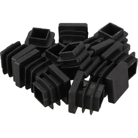 12 Embouts de protection carrés 15x15mm, bouchons d'extrémité en plastique pour tubes et tuyaux, capuchons de finition noirs (1/5)