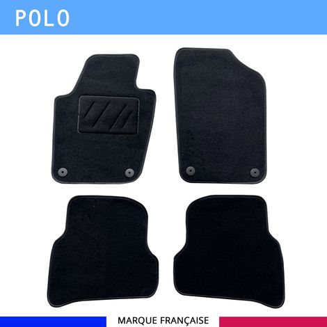 Tapis de sol voiture - Sur mesure pour Volkswagen POLO (12/2009-05/2017) - Moquette Antidérapante - Clips et Scratch - 4 pièces (1/4)