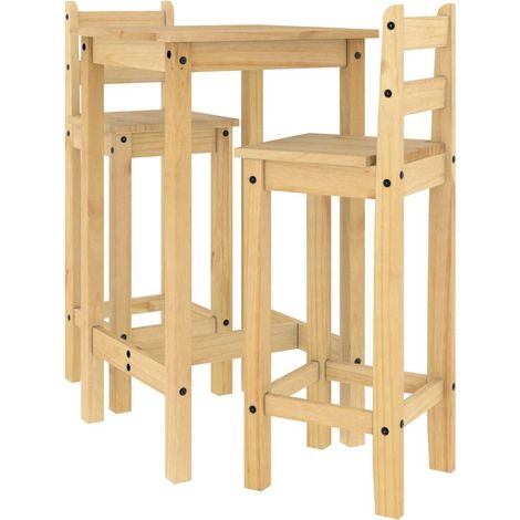 Ensemble de bar 3 pcs  Meubles de salle à manger Bois de pin massif (1/5)
