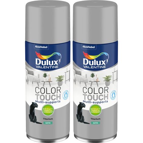 Lot de 2 - Peinture aérosol Color Touch Multi-Supports - Satin Titanium 400 ml - Dulux Valentine (1/5)