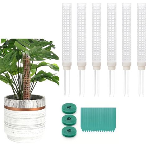 Lot de 6 tuteurs en plastique pour plantes grimpantes, pour plantes d'intérieur, empilables, adaptés aux plantes grimpantes (blanc) (1/5)
