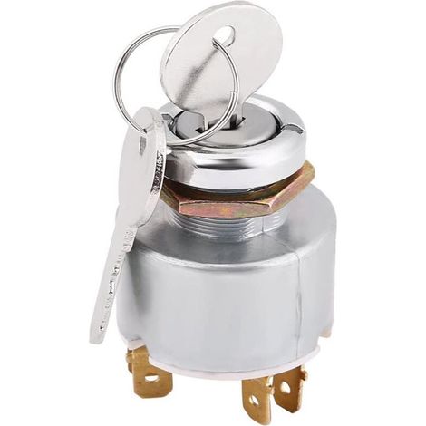 Per interruttore di accensione, interruttore di avviamento motore universale 12V a 3 posizioni ON/OFF con chiave, colore argento