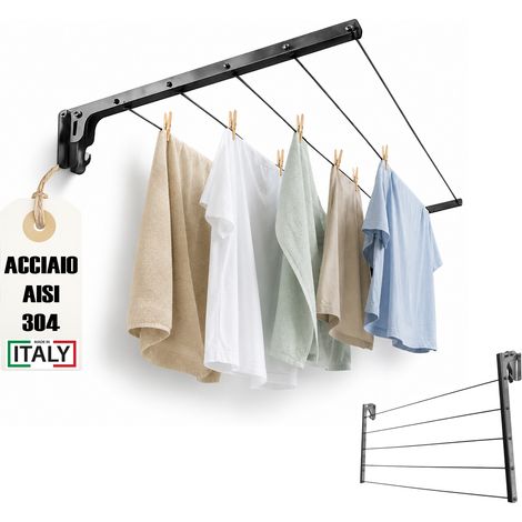 Stendibiancheria da Esterno a Parete 150cm x 50cm Totalmente in Acciaio inox AISI 304 - Ideale per l'esterno (1/5)
