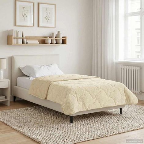 Sommerdecke Creme 135 x 220 cm Mikrofaser und Teddy-Fleece