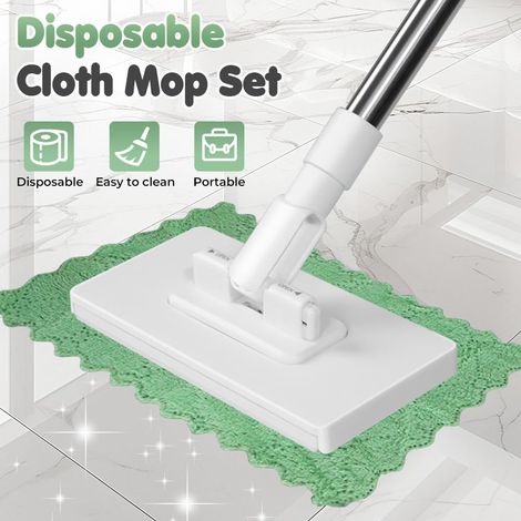 Balai à poussière jetable avec 4 chiffons réutilisables, balai à poussière à manche rétractable de 39 pouces, tête verrouillable pour nettoyage de plusieurs surfaces : humide et sec (1/3)