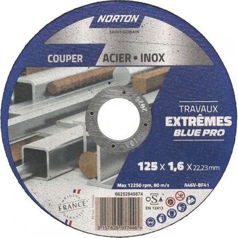 Disque Tronçonner Métal/inox 125mm Coupe Rapide Et Précise Acier/inox - Norton