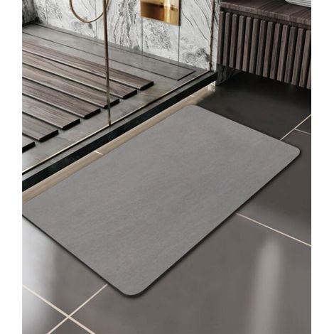 Ineasicer Tapis de Bain Antidérapant, 40X60cm Tapis de Bain, Absorbant Tapis Douche Diatomite, Microfibre Absorbant Tapis Vaisselle, Tapis À Séchage Rapide, Gris (1/4)