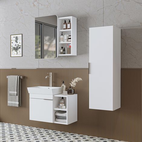 Roomart LYCIA-72 Badmöbel-Set 4-tlg 72 cm breit, Weiß