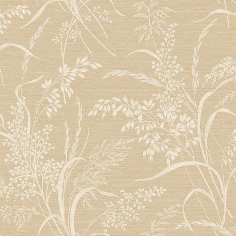 Neutral Botanical Textured Vinyl Wallpaper Beige Leaf Foliage Wall Covering (1/4)