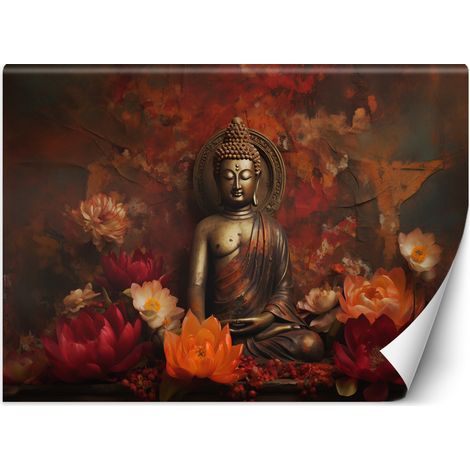 Papier peint Bouddha méditant et fleurs colorées 200x140 (1/5)