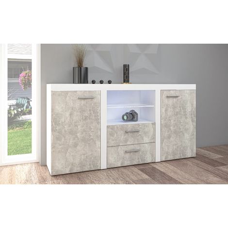 AX LIVING Schubladenschrank Kommode Spacoro 2T2S  Modern in Weiß/Beton