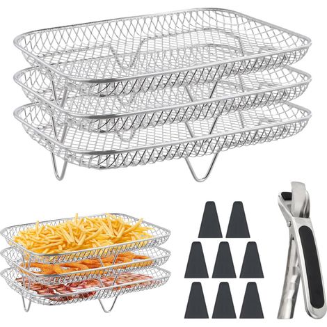3 Tier Stainless Steel Air Fryer Cooking Rack Air Fryer Accessories Compatible with AF300EU/AF400EU/Cookwise Ideal for Fries, Meat, Vegetables (1/5)