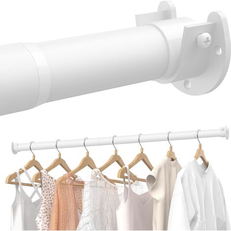 Tringle Penderie Extensible, 43-135 CM Barre de Penderie, Pour Accrocher Vêtements, Pour Placards, Garde Robes, Buanderies, Camping Cars, Blanc (1/5)