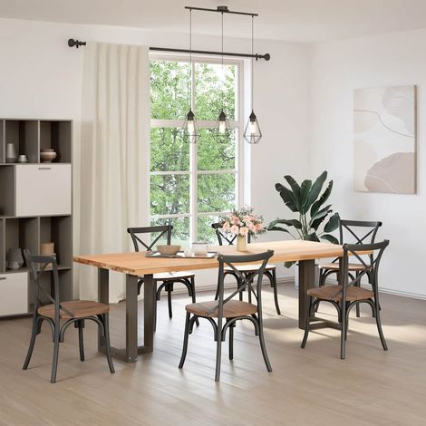Maison Exclusive - Pieds de table à manger en T, 2 pièces, noir, 60 x 35 x (72-73) cm, acier