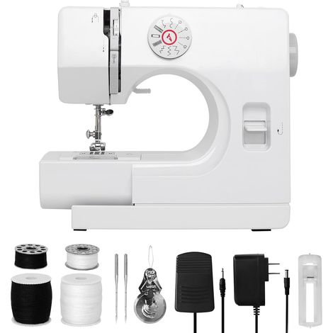Machine à Coudre Multifonction Améliorée avec 12 Points Double Fil 2 Vitesses et Couture Inversée Mini Portable pour Débutant (1/5)