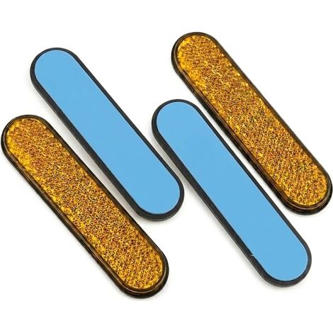Lot de 4 réflecteurs universels jaunes - 70 x 20 mm - Pour visibilité - Pour vélo, remorque, moto - KM129 (1/5)
