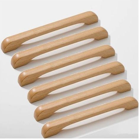 6er-Set Küchenmöbelgriffe, Holzschubladengriffe mit Schrauben, gebogene Griffe, geeignet für Küchenmöbel und Schubladen, 192 mm. (1/5)