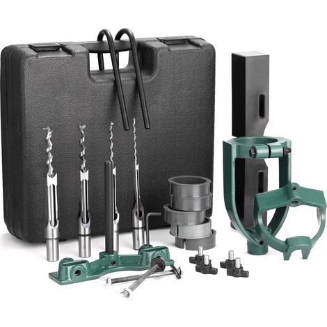 Accessoires de Mortaiseuses pour Perceuse à Colonne, Ensemble de Localisateur Perceuse D'établi pour Perceuse à Mortaiser, Foret à Mortaiser à Ciseau Creux à Trou Carré pour le Travail du Bois (1/5)