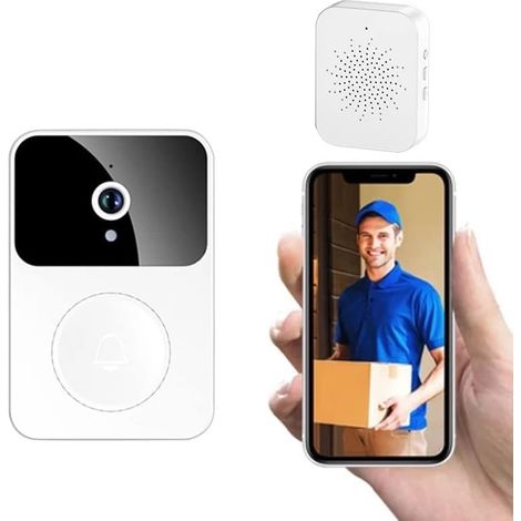 MINKUROW Connected Wireless Doorbell mit Überwachungskamera, WLAN-Smart-Kamera, Videoaufzeichnung, Türklingel (Typ-C), mehreren wiederaufladbaren Klingeltönen, Android- und Iphone-Smartphone-Verbindun (1/5)