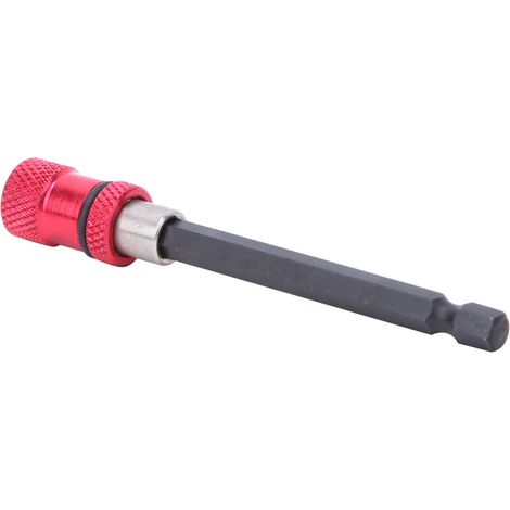 Porte-embout de tournevis en acier inoxydable rouge, rallonge magnétique à dégagement rapide 1/4 pouce, 100 mm (1/5)