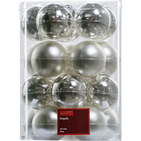 TrendLine Christbaumkugeln 20 Kugeln Ø 6 cm Glas Silber Weihnachtskugeln (1/3)