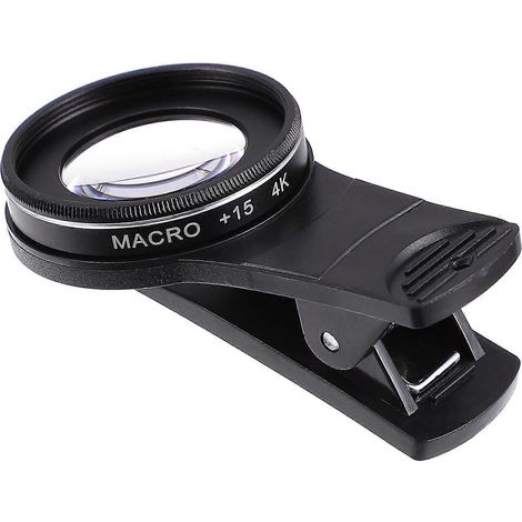 Objectif macro pour téléphone portable haute définition 4K avec clip, compatible avec les appareils photo reflex numériques (15X et 30X)-4X4X1.5CM-Black