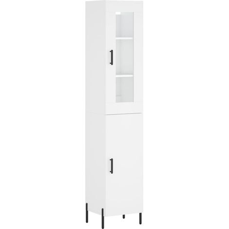 Aparador buffet cómoda armario mueble organizador cocina salón salón alto 34,5 x 34 x 180 cm madera contrachapada blanco 020032292