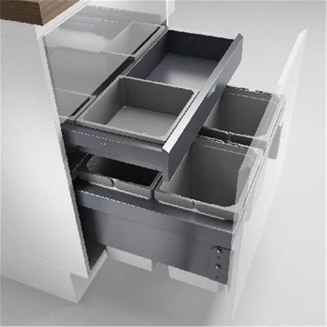 Naber Abfallsammler Cox® Base 360 S/600-4 mit Base-Board, für Frontauszüge, mit Biodeckel, anthrazit (1/4)