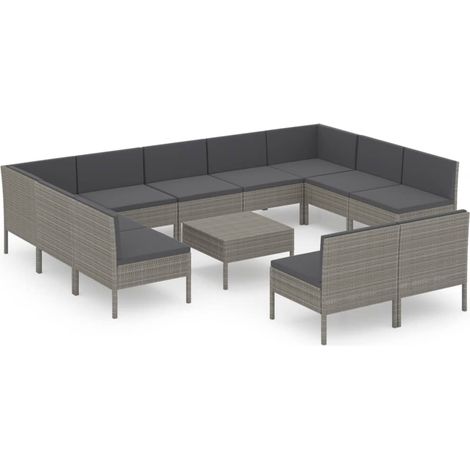 Maison Exclusive - 12-tlg. Garten-Lounge-Set mit Auflagen Poly Ra