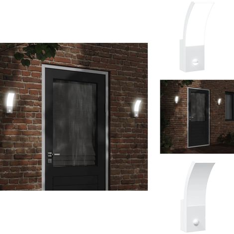 LED-Außenwandleuchte mit Sensor Weiß Aludruckguss - LED-Lampe - Bewegungsmelder - Außenscheinwerfer - Gartenbeleuchtung - Wandleuchte (1/5)