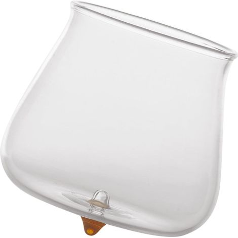 Zafferano Set di 6 Tumbler Pirolo in vetro borosilicato colore Ambra, design originale ispirato alla trottola, elegante complemento d'arredo tavola