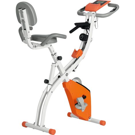 Cyclette Pieghevole con Resistenza Magnetica 8 Livelli, Sensore di Frequenza Cardiaca, Volano 2.5kg, Arancione
