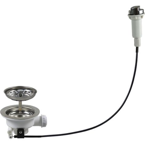 Union – Bonde de douche 110mm – Contrôle par câble – Panier filtrant – Pour évier de cuisine (1/5)