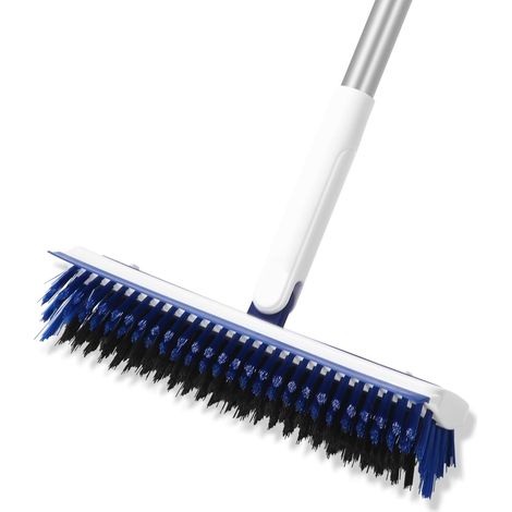 Balai Brosse Sol 2 en 1 avec Raclette et Poils Durs, Manche 5 Sections jusqu'à 1,8 m, Idéal comme Balai Raclette Exterieur Terrasse, pour Carrelage, Cuisine, Garage, Piscine, Balais Nettoyer (1/5)