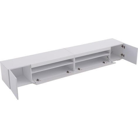 Mueble de TV moderno blanco de 240 cm en MDF con iluminación LED variable (1/5)