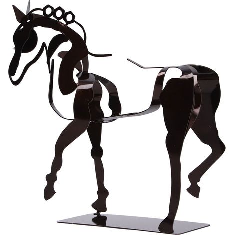 Statue lumineuse de cheval en fer, sculpture de cheval debout, ornement de bureau pour la décoration intérieure (1/5)
