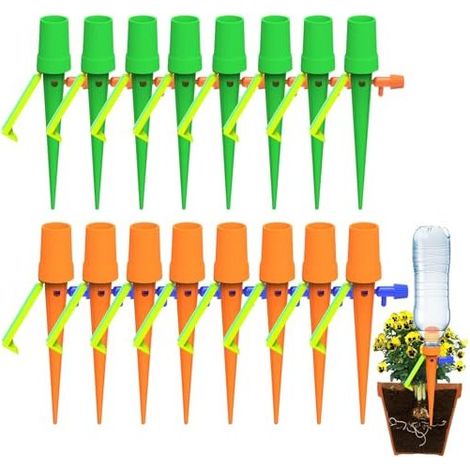 Pflanzenbewässerungsset – 16-teiliges, verstellbares Tropfbewässerungsset mit Kippsicherung und Ventil, kompatibel mit Plastikflaschen, ideal für Innenräume und Balkone (1/5)