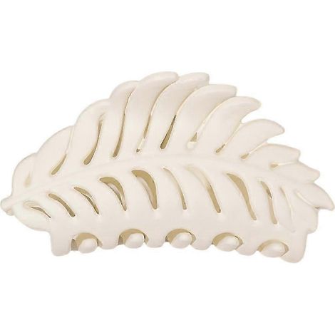 Pince à cheveux grande taille pour femme, en forme de feuille, design ajouré, pince à cheveux arrière, pince à cheveux de douche, pince à cheveux en forme de feuille-White (1/5)
