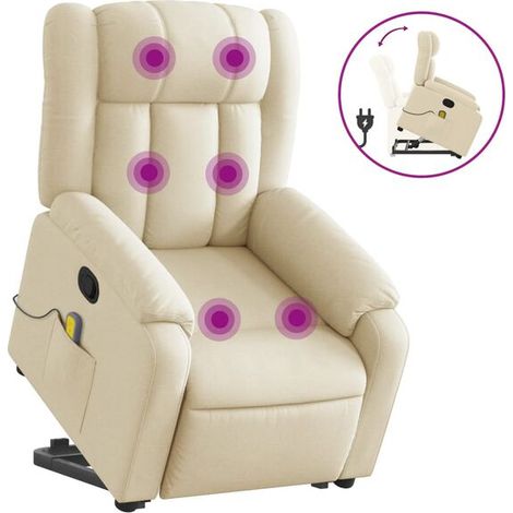 Fauteuil de massage inclinable en tissu beige (1/5)