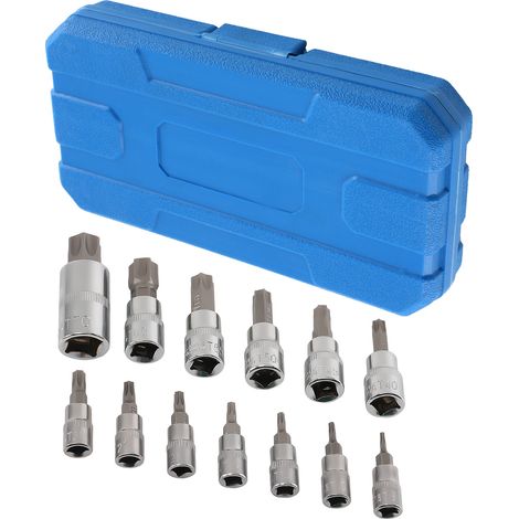 18Pcs Chrome Vanadium Socket Set T8-T70 1/4 3/8 1/2 Drive Case (1/5)