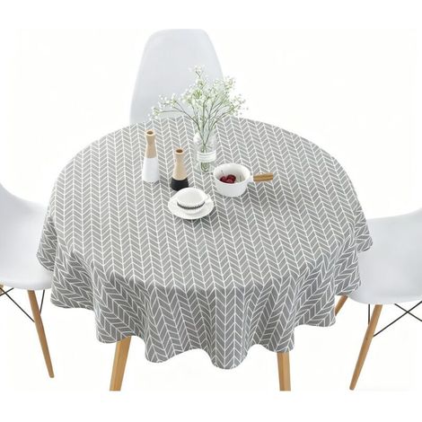Nappe ronde en coton 120 cm - JINFGERNE - imperméable, facile à nettoyer et élégante pour table à manger, salon ou patio