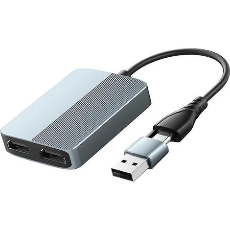 Adaptateur USB + Type-C vers double écran compatible 1080p pour 2 moniteurs - Extension d'affichage (1/5)