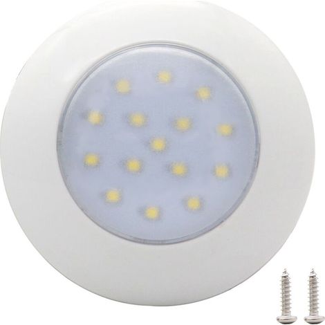 Lumiere Interieure De Voiture Ronde 15Led, Lumiere Interieure Impermeable De Lumiere Blanche 12V, 95Mm (1/4)
