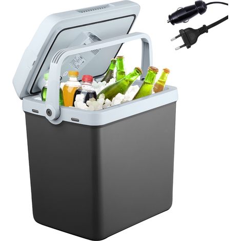AREBOS  25 Liter Kühlbox  zum Kühlen und Warmhalten  Mini Kühlschrank  Thermoelektrische Kühlbox  mit ECO Modus  12/230 V für Auto und Steckdose  elektrische Kühlbox  Anthrazit (1/5)