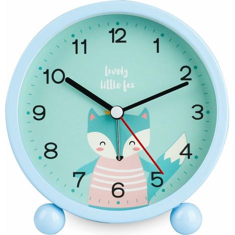 Réveil pour Enfants Analogique,Mignon Silencieux Portable sans Coutil Horloge Lumière Analogique Alarme De Voyage À Piles pour Enfants Table De Chevet Réveil Horloge (Bleu) (1/5)