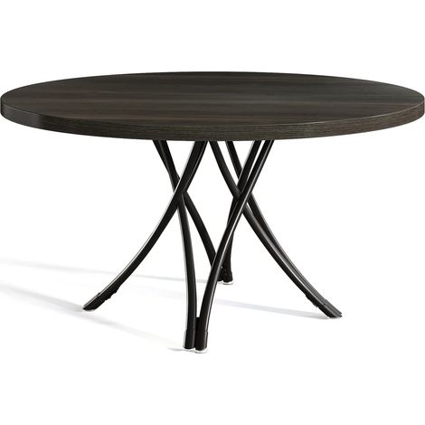 Mesa de comedor redonda negra de madera 120 cm, 4-6 plazas, estilo moderno (1/5)