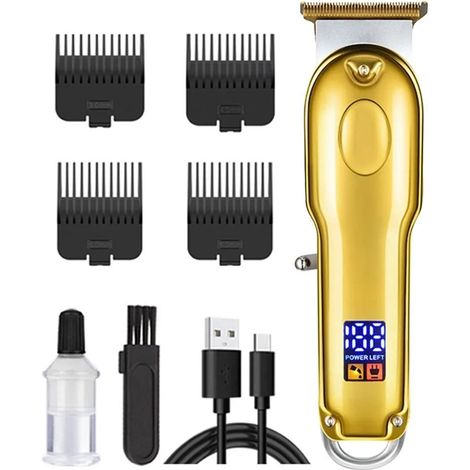 TRADE SHOP - Tagliacapelli Rifinitore Professionale Elettrico Portatile Oro Ricarica Usb Wl-179 - (1/4)