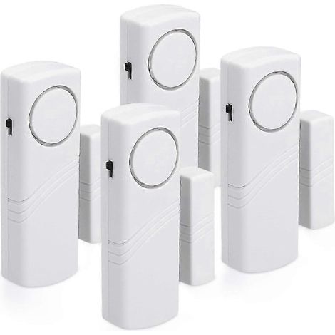 Ensemble de 4 alarmes anti-intrusion sans fil pour portes et fenêtres avec contact magnétique pour la sécurité de votre domicile. (1/4)