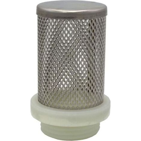 1 - Panier D'aspiration - Crépine Inox - Pour Clapet Anti-retour 1 Pouce DN25 - Filtration 1200 µm - Acier Inoxydable Et Polymère - Pour Système De Pompage - Argent - 6,9x4,35cm (1/4)